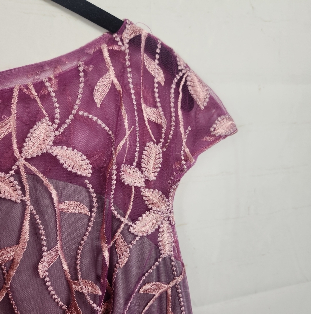 Js Collections Embroidered Mesh Cap Sleeve Evenin… - image 5